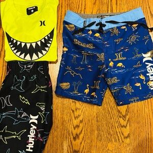 Hurley swimming trunks and swim shirt
